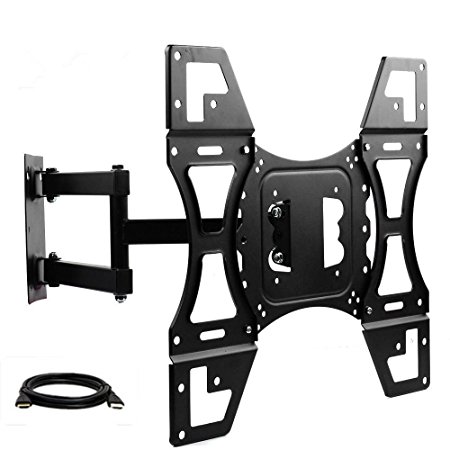 Dual Arms Articulating Swivel Tilt LED Tv Wall Mount Bracket for 24 29 32 37 42 47 55" LED Plasma TV Flat Screen Up To 110 Lbs MAX VESA 400x400 MM with HDMI Cable