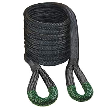 Vulcan Brands VULCAN 1 1/2” x 30’ Off-Road Double Braided Recovery Rope – 74000 lbs. Breaking Strength – Black, Green