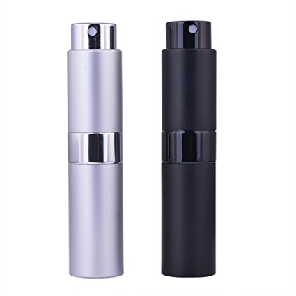 MUB Twist-Up Perfume Atomizer,8ml Empty Spray Perfume Bottle for Traveling with Your Favorite Perfume or Essential Oils (Sliver black)