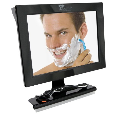 Fogless Shower Mirror with Squeegee by ToiletTree Products. Guaranteed Not to Fog, Designed Not to Fall. (Black)