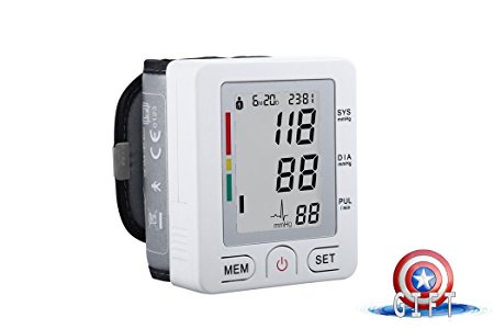 Fam-health Automatic Wrist Blood Pressure Monitor FDA Approved with Portable Case, Two User Modes, Adjustable Wrist Cuff,IHB Indicator and 90 Memory Recall (White)