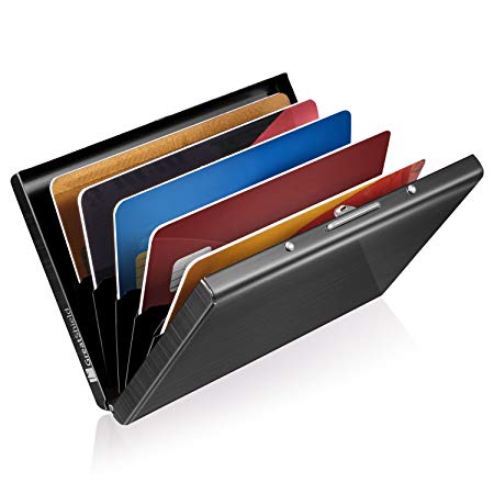 GreatShield RFID Blocking Wallet [6 Slots | Stainless Steel] Identity Safe Protection Card Holder (Black)