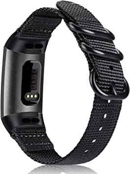 Fintie Bands Compatible with Fitbit Charge 4 / Fitbit Charge 3, Soft Woven Nylon Sports Band Replacement Strap Compatible with Fitbit Charge 3 and Charge 3 SE Fitness Activity Tracker Women Men, Black