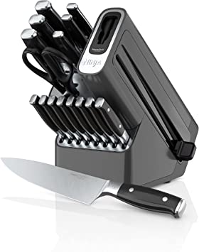 Ninja K32017 Foodi NeverDull 17 Piece Premium Knife System Block Set with Built-in Sharpener, Stainless Steel/Black