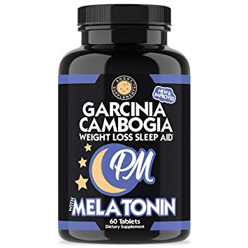 Garcinia Cambogia PM Weight Loss Sleep Aid, All Natural Supplement w/Valerian Root & Melatonin to Help Burn Fat Overnight, Night Time Appetite Suppressant, Vegetarian Formula (1-Bottle)