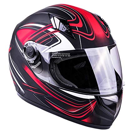 Typhoon Adult Full Face Motorcycle Helmet DOT (Matte Red, XXL)