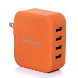 Lumsing Cube Series 21W 4-Port USB Wall Charger Intelligent Quick Charging Hub Power Adapter for iPhone 6S Plus 6S 6 iPad Samsung Galaxy S6 Edge S5 HTC LG BT headset and more Orange