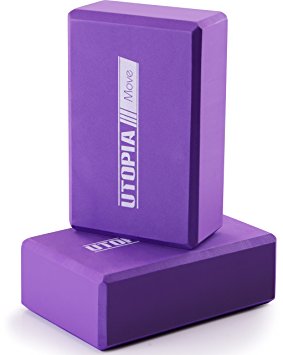 Sturdy and Dense Foam Yoga Block (set of 2) - Purple Color, Slip Resistant, 3 x 6 x 9 Inch - by Utopia Home