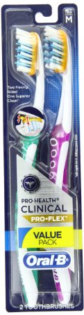 Oral-B Pro-Health Clinical Pro-Flex Medium Toothbrush 2 Count Colors May Vary