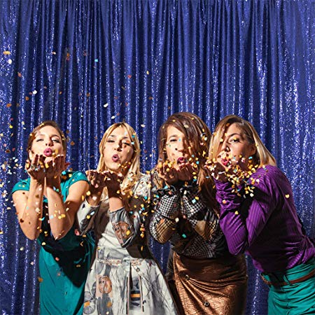 Eternal Beauty Satin Sequin Backdrop Curtain, Glittery Photography Backdrops, Thick Non-Transparent Shiny Party Sequin Curtain (Navy Blue,4Ft x 6Ft)
