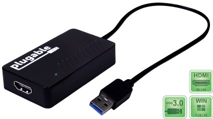 Plugable USB 3.0 to HDMI 4K UHD (Ultra-High-Definition) Video Graphics Adapter for Multiple Monitors up to 3840x2160 (Supports Windows 10, 8.1, 8, 7)
