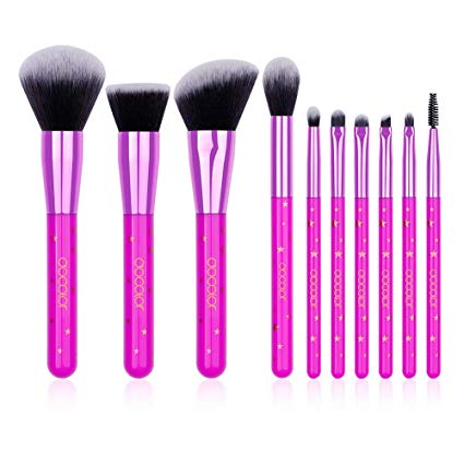 Docolor 12Pcs Makeup Brushes Professional Galaxy Stars Makeup Brush Set Premium Synthetic Kabuki Foundation Blending Brush Face Powder Blush Concealers Eye Shadows Make Up Brushes Kit