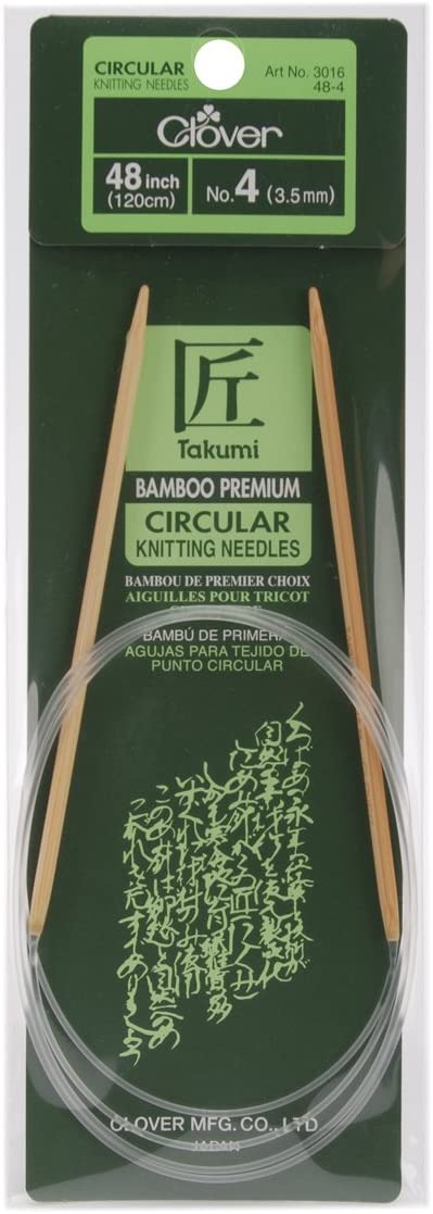 Clover Takumi Bamboo Circular 48-Inch Knitting Needles, Size 4