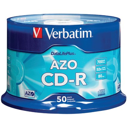 Verbatim 700MB 52x DataLifePlus Branded Recordable Disc CD-R, 50-Disc Spindle 94523