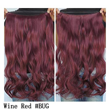 Secret Halo Hair Extensions Flip in Curly Wavy Hair Extension Synthetic Women Hairpieces 20" (Wine Red #BUG)