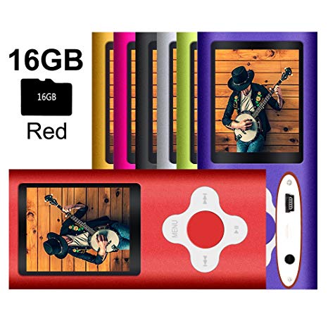 G.G.Martinsen MP3/MP4 Player with a 16GB Micro SD Card, Mini USB Port 1.8 LCD, Digital Music Player, Media Player, MP3 Player, MP4 Player, Support Photo Viewer- Red