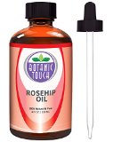 Organic Rosehip Oil - 4 Ounce Natural Moisturizer - Heals Dry Skin Acne Scars Sun Damage Dermatitis brittle nails Stretch Mark Wrinkles - Light Non-Greasy and Rich in Vitamins Heal with Nature