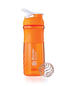 BlenderBottle SportMixer Tritan Grip Shaker Bottle, Orange/White, 28-Ounce