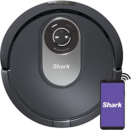 Shark AI Robot Vacuum RV2001 with IQ Navigation, Home Mapping, AI Laser Vision, Self‐Cleaning Brushroll, Wi‐Fi, Works with Alexa