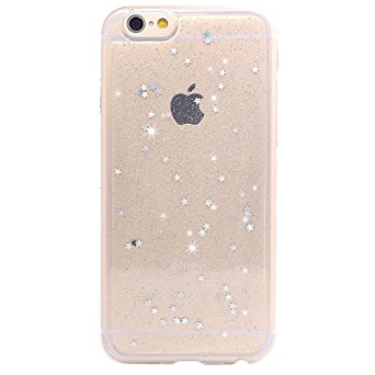 iPhone 6 plus Case,iPhone 6s plus Case, BAISRKE Spark Glitter Shine Diamond Star Clear Transparent Soft TPU Back Cover for iPhone 6 6S plus (Normal 5.5 inches) - Clear