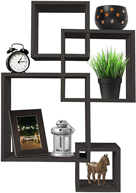 Intersecting Wall Mounted Floating Shelves 4 Cube (Espresso)