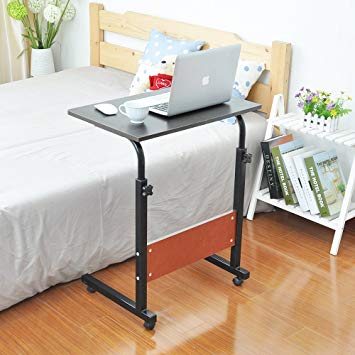 SogesHome Adjustable Mobile Bed Table 23.6inches Portable Laptop Computer Stand Desks Cart Tray Black SH-05-1-60BK