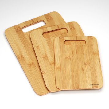 Best 3 Wood Cutting Boards -Premium Chopping Board Block -Large Medium Small Size Set - Anti-microbial and Germ-resistant Bamboo - Heavy Use Cut Board - Great Surface For Your Knives