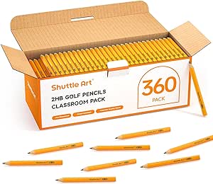 Shuttle Art 360 Pack #2 HB Golf Pencils, Wood-cased 3.5” Mini Pencils Bulk, Pre-sharpened Small Pencils for Kids Teachers Writing Marking Sketching, Classroom Essentials, Back to School Supplies