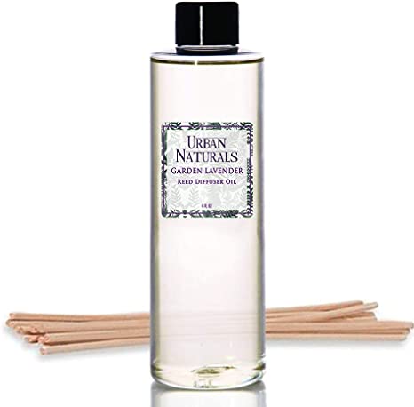 Urban Naturals Garden Lavender Scented Oil Reed Diffuser Refill | Includes a Free Set of Reed Sticks! Calming, Herbal Fragrance – 4 oz. Made in The USA