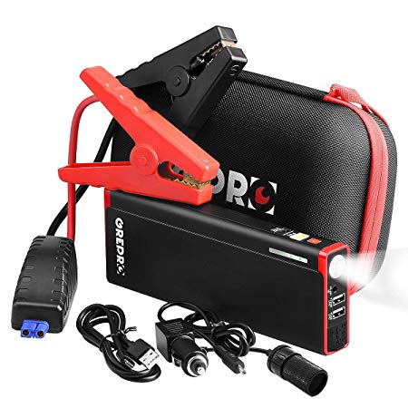 Car Jump Starter - 1000A 18000mAh Car Battery Booster Jump Starter for 12V Vehicle(Up to 6.5L Gas,5.5L Diesel Engines) and Emergency Robust Power Pack with Dual USB Port and LED Flashlight