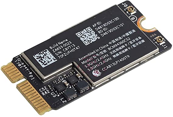 WiFi Bluetooth Airport Wireless Card BCM94360CS2 802.11a/g/n/ac (2.4GHz/5GHz) Compatible for MacBook Air 13" A1466 (2013, 2014, 2015, 2017) (661-7465, 661-7481, 653-0023), 11" A1465 (2013, 2014, 2015)