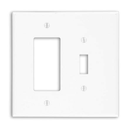 Leviton 88605 2-Gang 1-Toggle 1-Decora/GFCI Device Combination Wallplate, Oversized, Thermoset, Device Mount, White