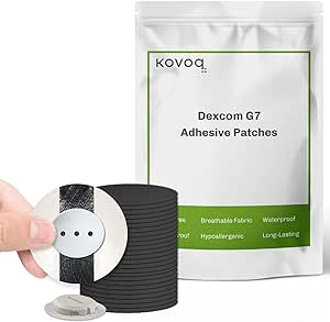 Dexcom G7 Adhesive Patches - Waterproof 25-Pack CGM Sensor Patches with Reusable Hardshell Cover, Latex-Free, Hypoallergenic, Long-Lasting, Breathable (BLK)