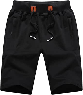 QPNGRP Mens Shorts Casual Drawstring Zipper Pockets Elastic Waist