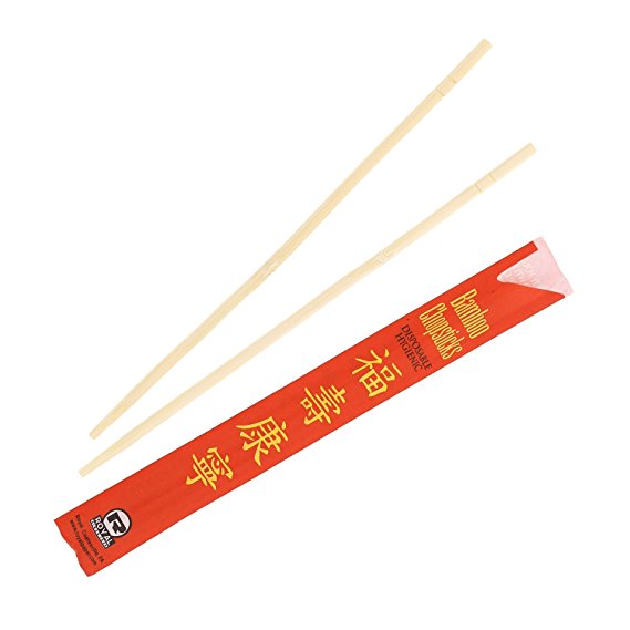 Royal Premium Disposable Bamboo Chopsticks, 9" Sleeved and Separated, UV Treated, Bag of 200 pairs