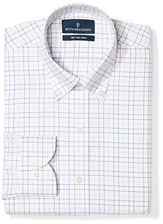 Amazon Brand - BUTTONED DOWN Men's Slim Fit Check Non-Iron Dress Shirt