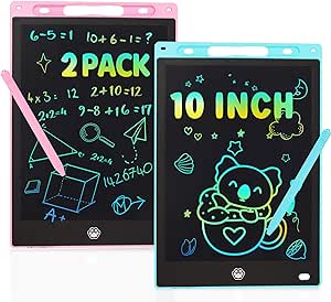 2 Pack LCD Writing Tablet, 10 Inch Educational Drawing Pad Toddler Toys, Doodle Board, Birthday Gifts, Travel Toys for Kids Ages 3 4 5 6 7 8 (Pink   Blue)