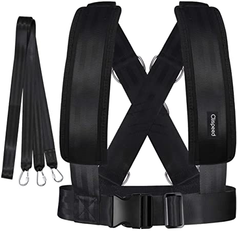 CLISPEED Fitness Sled Harness Workout Speed Trainer with Pull Strap for Resistance Training