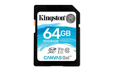 Kingston Canvas Go! 64GB SDXC Class 10 SD Memory Card UHS-I 90MB/S R Flash Memory Card (SDG/64GBET)