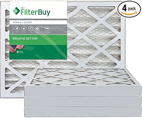 FilterBuy 13x20x2 MERV 8 Pleated AC Furnace Air Filter, (Pack of 4 Filters), 13x20x2 – Silver