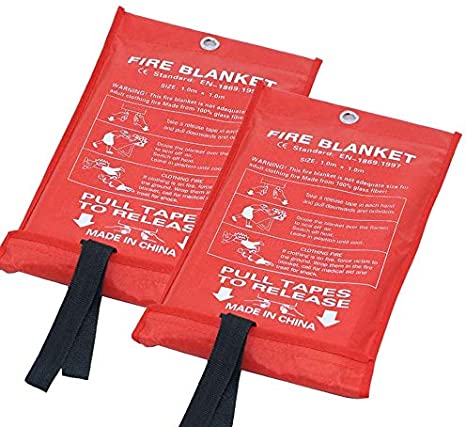 Fire Blanket Fiberglass Fire Emergency Blanket Suppression Blanket Flame Retardant Blanket Emergency Survival Safety Cover for Camping, Grilling, Kitchen Safety, Car (2)