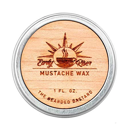 Early Riser Mustache Wax by The Bearded Bastard | A Strong Hold| Mustache Grooming, Men’s Grooming, Hydrating, Essential Oils, Beeswax, Jojoba Oil, Mens Care, Facial Hair Products | All Natural, 1oz