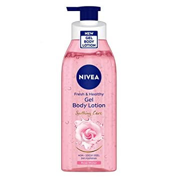 NIVEA Rose Water Gel Body lotion, Soothing Care for 24H hydration, Non-Sticky & fast absorbing Body lotion for fresh and healthy skin, 390 ml