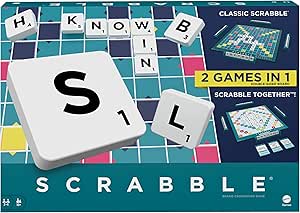 Mattel Games Scrabble Zwei in Eins, Version: Englisch, HWD43