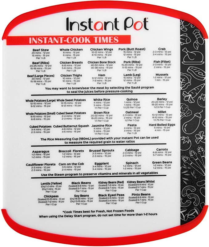 Instant Pot 5252278 Official 11x14 Non-Slip Cutting Board with Cook Times, 11x14-inch, Red