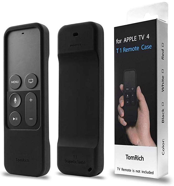 TomRich Protective Case for Apple TV 4th /5th Gen Remote - [Heavy Shock Proof] [Anti Slip Lanyard Included] Silicone Case Cover for Apple TV 4K/5K Siri Remote Controller-Black