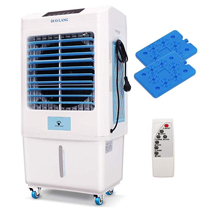 DUOLANG 2059 CFM Outdoor Indoor Portable Evaporative Cooler Swamp Cooler with Tower Fan & Air Conditioner &Humidifier&Blower for 323 Square Foot ,Remote Control, DL-C3500
