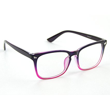 Cyxus Anti Blue Light [Transparent Lens] Glasses, Relieving Eyestrain Headaches and Vision Falling Eyewear (Gradient Pink Frame)