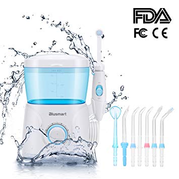 Blusmart Water Flosser Countertop Water Flossers 600ML Oral Irrigator 10 Pressure Settings Dental Flossing for Family Use, 8 Multifunctional Tips 30-125psi (FDA Approved)