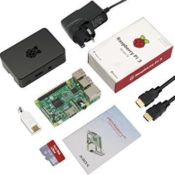 ABOX Raspberry Pi 3 Starter Kit with Pi 3 Model B Barebones Computer Motherboard 64bit Quad Core,32G Micro SD Card,HDMI cable,2.5A Power Supply,Black Case